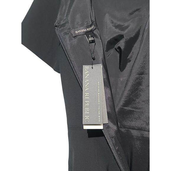 Banana Republic Black Wool Blend Sheath Dress NWT Size 2 - Picture 5 of 7
